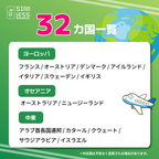 カスタムeSIM 日本含む32ヵ国・エリアでチャージ可能（ローミング回線 ）