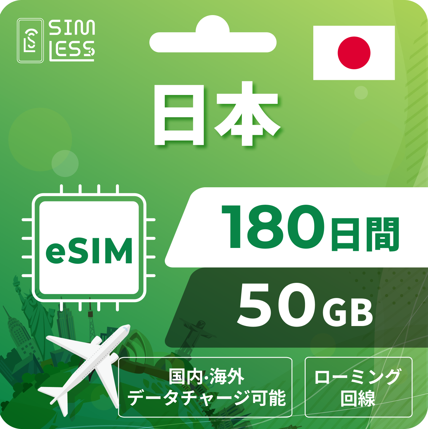 日本eSIM｜ローミング回線 チャージ可能