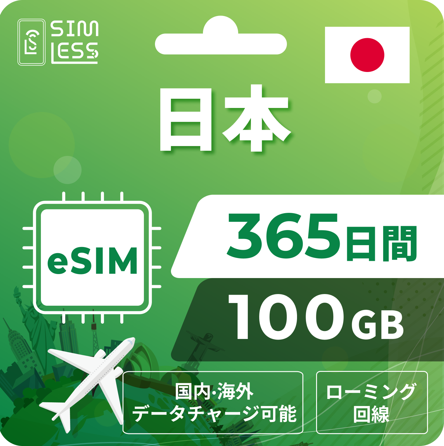 日本eSIM｜ローミング回線 チャージ可能